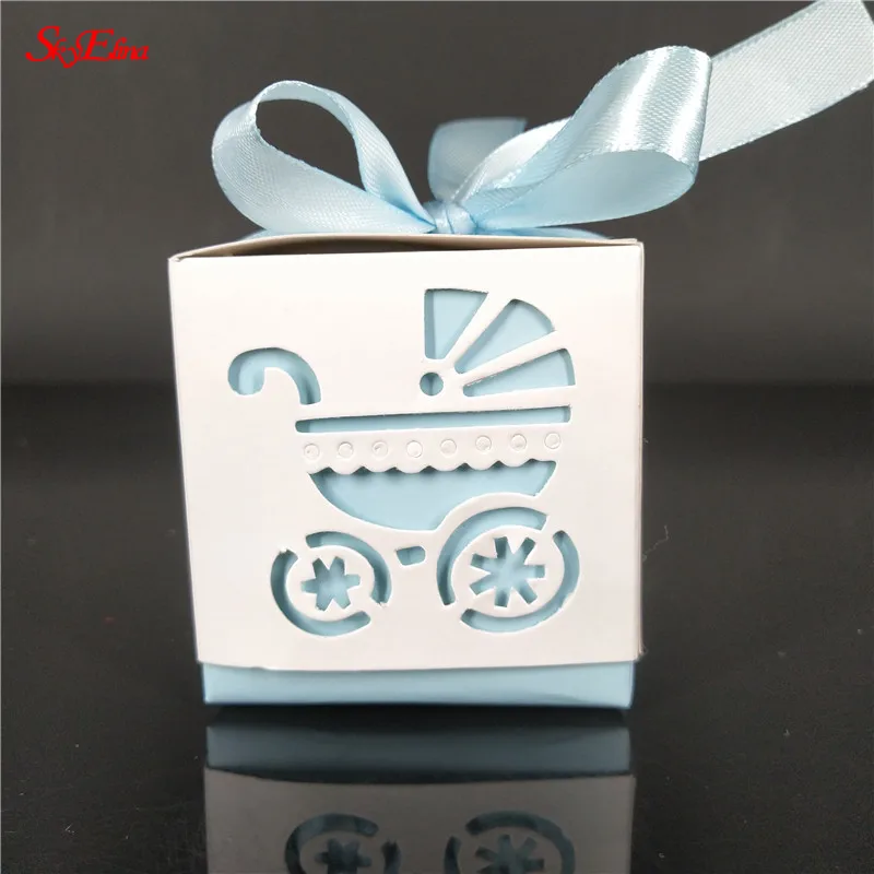 sky blue 10 шт. детская коляска Свадебная подарочная коробка для конфет, мыла очаровательные душевые коробки для конфет Свадебная вечеринка Подарочная сумка с лентой 7Z - Цвет: sky blue
