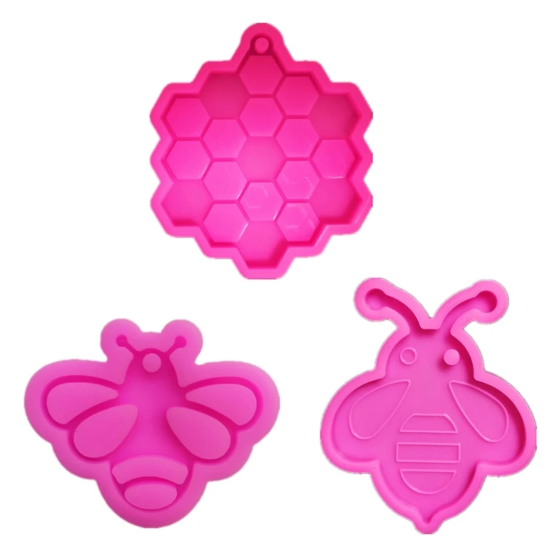

LXAE Bee/Honeycomb Keychain Silicone Mold with Hole Keyring Pendant Handmade Mold