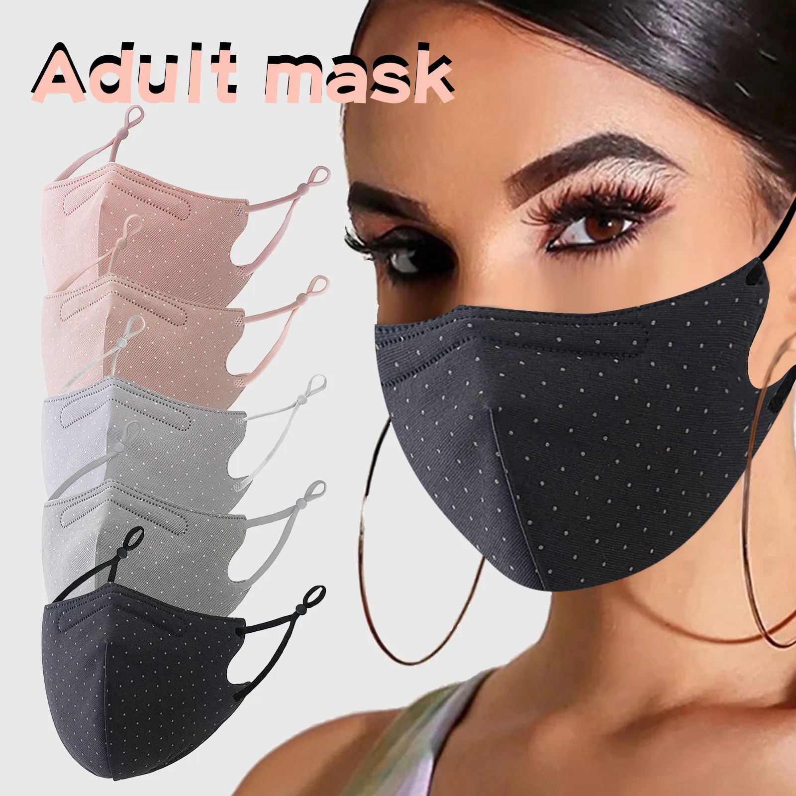 

Adult Polka Dot Print Face Mask Washable Safet Protect Haze Adjustable mask Woman Cosplay Earloop Bandage Facemask mascarillas