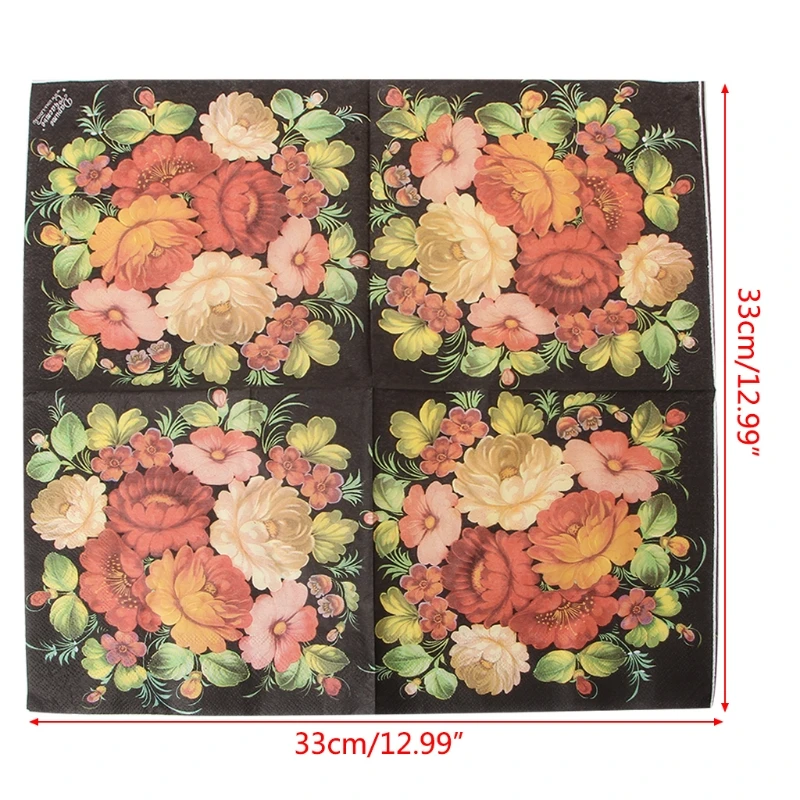 20Pcs/Bag High-grade Vintage Black Flower Paper Napkins Cafe&ampParty Tissue Decoration Portable Sanitary | Красота и здоровье