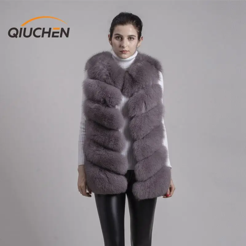 QIUCHEN PJ8049; Лидер продаж года; жилет из натурального Лисьего меха; Подлинная модная Высококачественная однотонная обувь на высоком каблуке