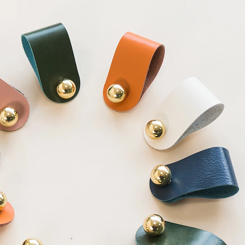 Мягкие кожаные латунные мебельные ручки безопасные детские дверные и для шкафа