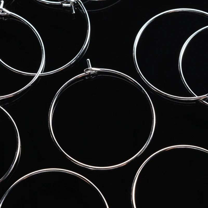 20-30mm 100pcs Champagne Wine Glasses Charm Rings Sliver Metal Earrings Wire Rings Hoops Gift Party Drink Wine Labeling Supplies