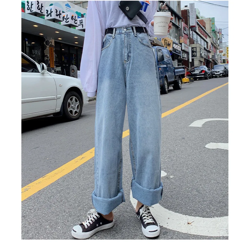 

Ladies Girls Jeans High Waist Wide Legs Denim Clothes Streetwear Retro Harajuku Straight Pants Women's Pants Fashion 2020