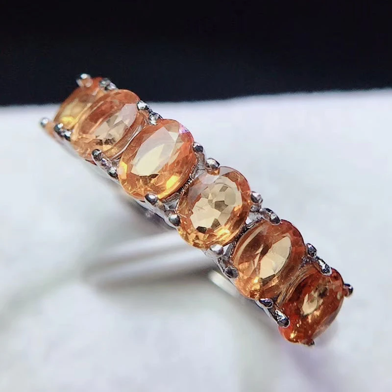 Классическое желтое кристаллическое кольцо 3 мм * 4 из серебра 925 пробы с