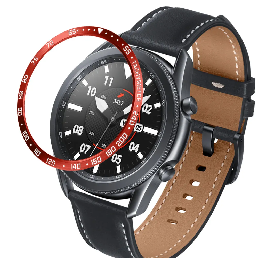 Фото Стальной ободок с кольцом, чехол для Samsung Galaxy Watch 3, 45 мм, 41 мм, ремешок, клейкий чехол, умные часы, металлический Стайлинг, аксессуары для часов №3