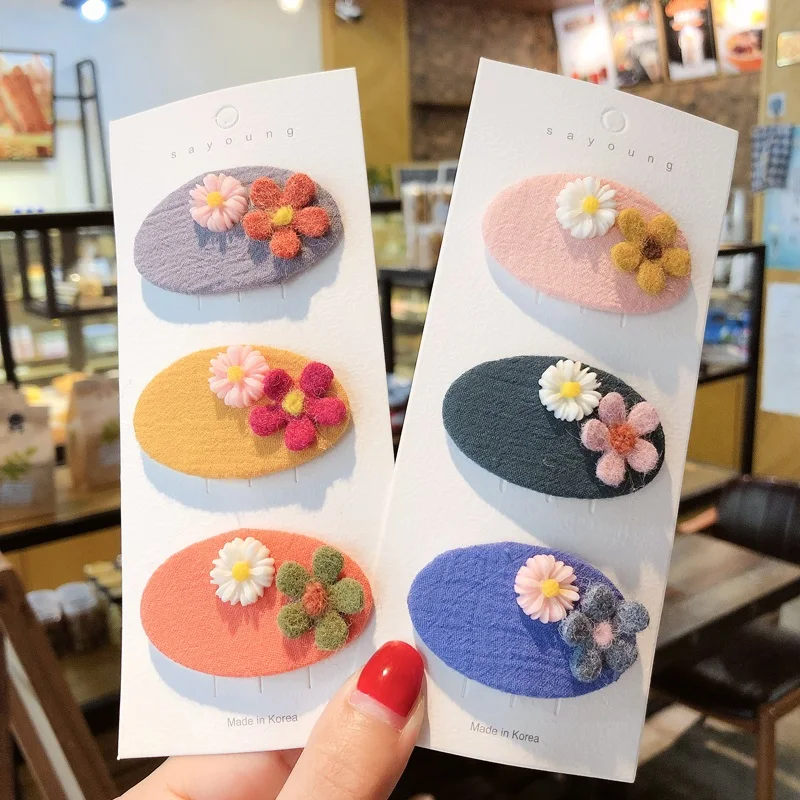 INS/модные тканевые заколки для волос маленьких девочек милые Овальные Заколки с