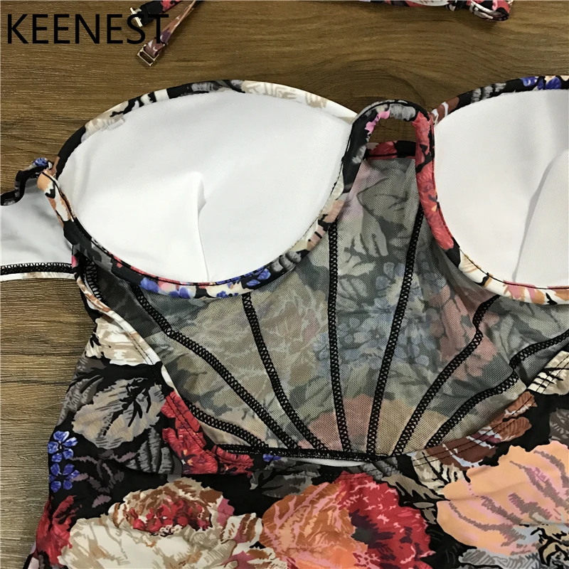 KEENEST цветочный цельный купальник женский купальник Mayokini пуш-ап
