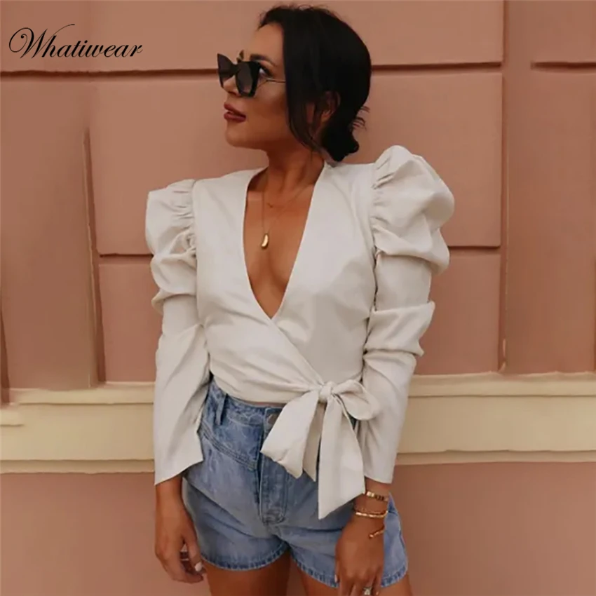 Whatiwear, Осенний женский укороченный топ, рубашка, сексуальный глубокий v-образный вырез, женские топы с бюстгальтером без косточек, жилет, камзол для женщин, завязывается, Camis Blsusas