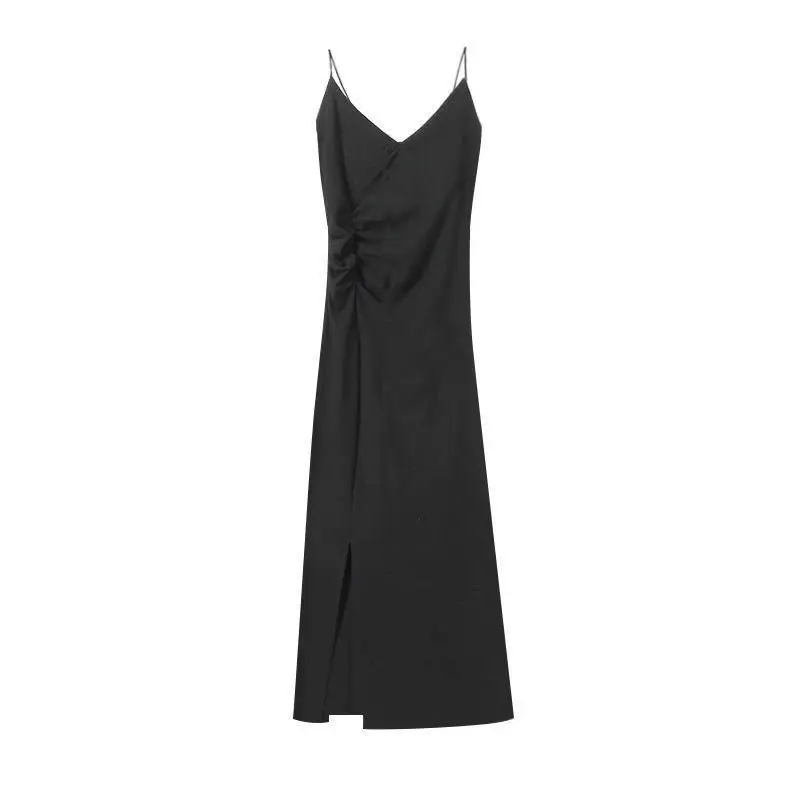 

Fashion Sexy Black Spaghetti Strap Bodycon High Split Dresses for Women New Sleeveless Party Club Elegant Backless Dress Robe