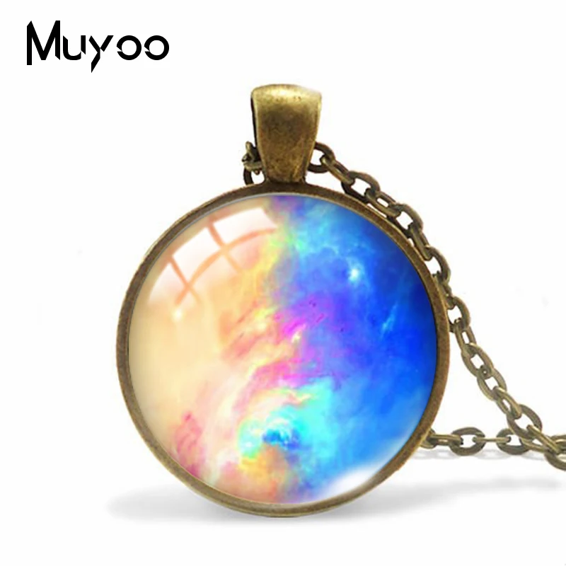 Модное ожерелье с изображением небула галактики звездного неба стеклянный