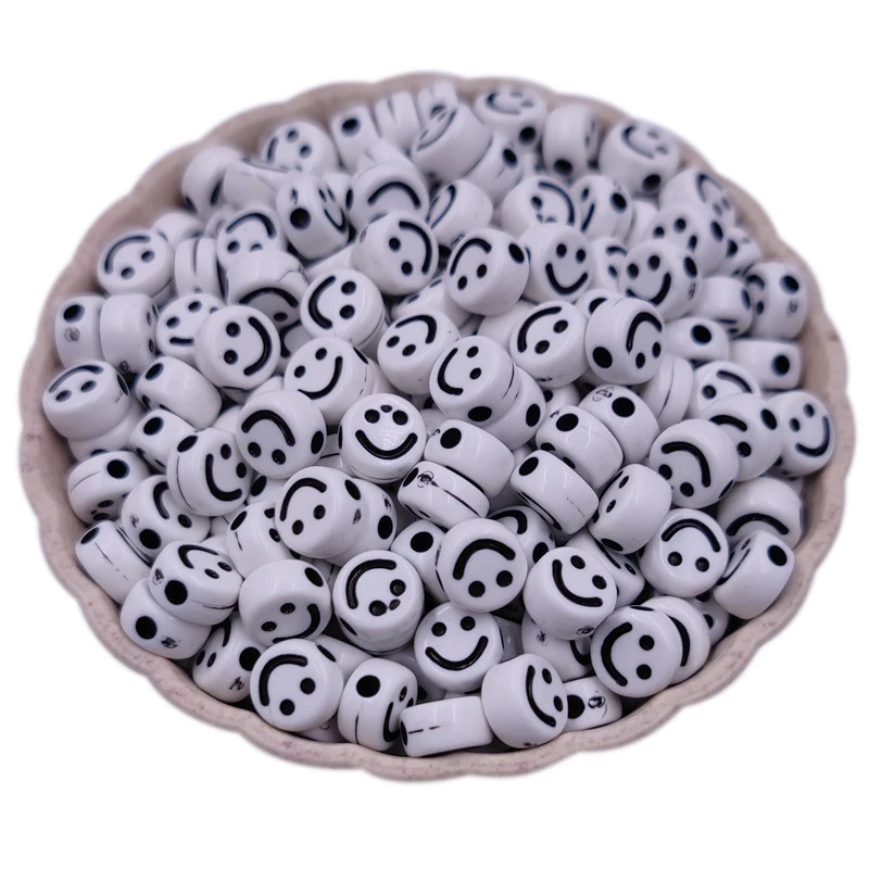 Акция 50 шт. 7 мм Красочные Круглые свободные бусины со смайликом для рукоделия