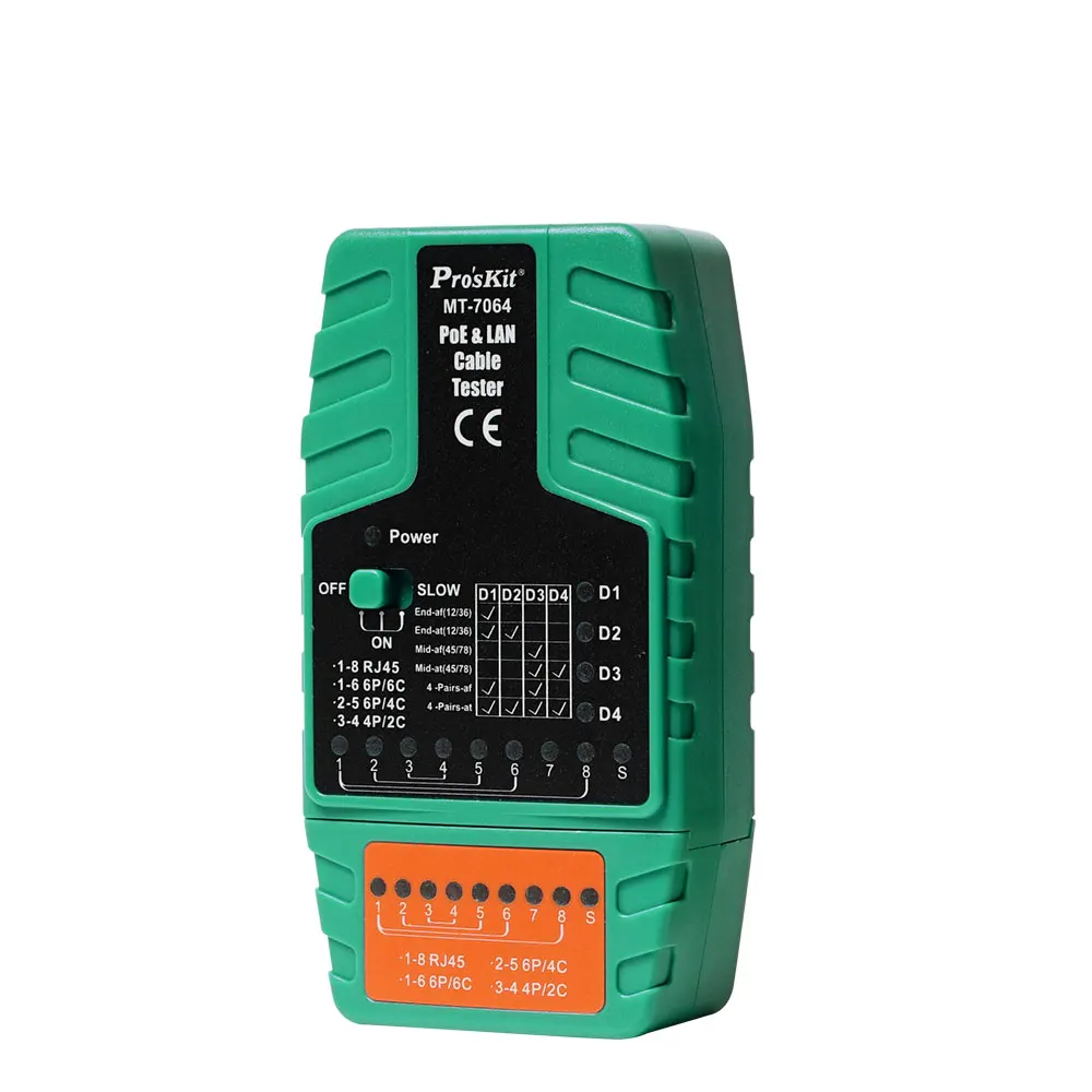 Pro'sKit 2 в 1 MT-7064 PoE и LAN Кабельный тестер для RJ11/RJ12/RJ45 Тестер-IEEE 802 3 af/at Стандартный