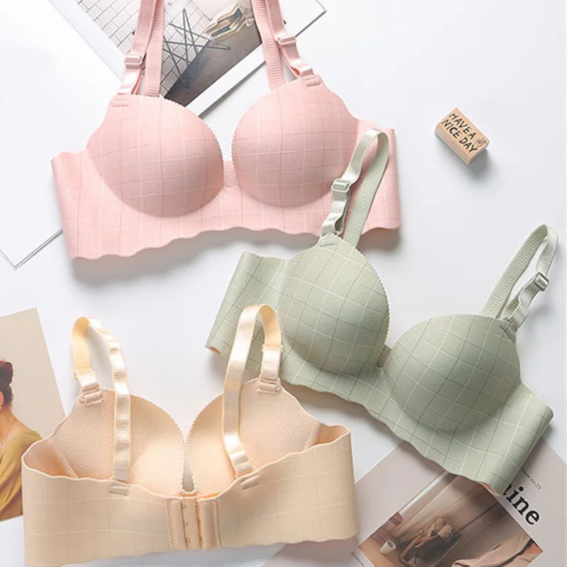 

Wire Free Plus Size Bra for Women Bralette Wireless Pink Gray Comfort Thin Breathable Adjustment Underwear Push Up Bras 40 C Cup