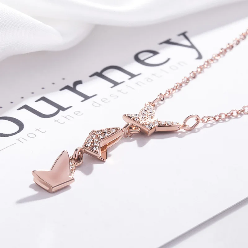 

High quality new fashion romantic charm butterfly crystal shape women's necklace butterfly pendant necklace jewelry women
