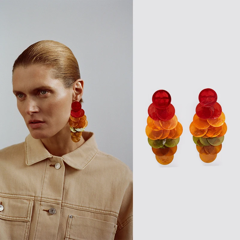 Женские серьги подвески с натуральным камнем ZA летние сережки ручной работы в