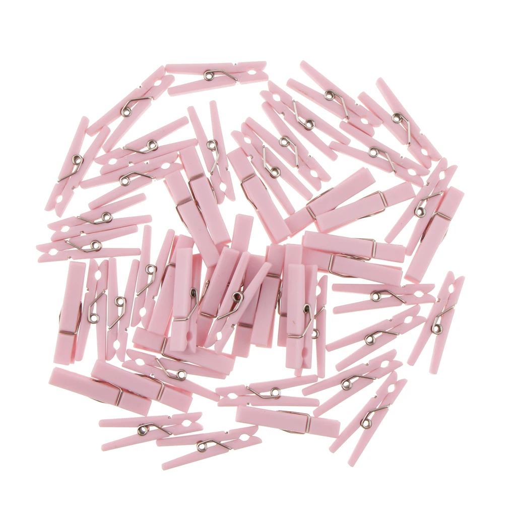 

50pcs Pack Small DIY Plastic Clips for Clothes Photo Paper Pegs Clothespin Cards Craft Clip