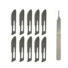 10 шт. 11 # -- 23 # лезвия для Хирургического скальпеля из углеродистой стали + 1 шт. 4 # ручка скальпеля Режущий инструмент для домашнего творчества ремонта печатных плат хирургический нож для животных