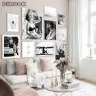 Модная Картина на холсте с изображением девушек, черно-белая настенная живопись, скандинавские минималистские плакаты, настенные картины для декора гостиной