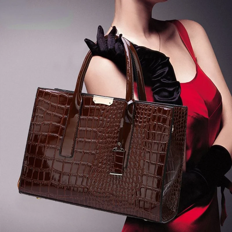 

Роскошные сумки 2021, дизайнерская сумка через плечо из лакированной ПУ кожи аллигатора для женщин, женская сумка-тоут в стиле ретро, сумка че...