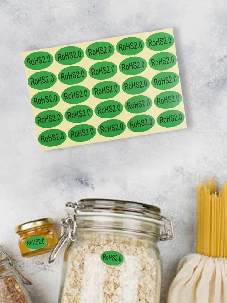 

25 Pieces Green Rohs Qualification Sticker Self Adhesive Environmental Conformity Mark Paper Stickers