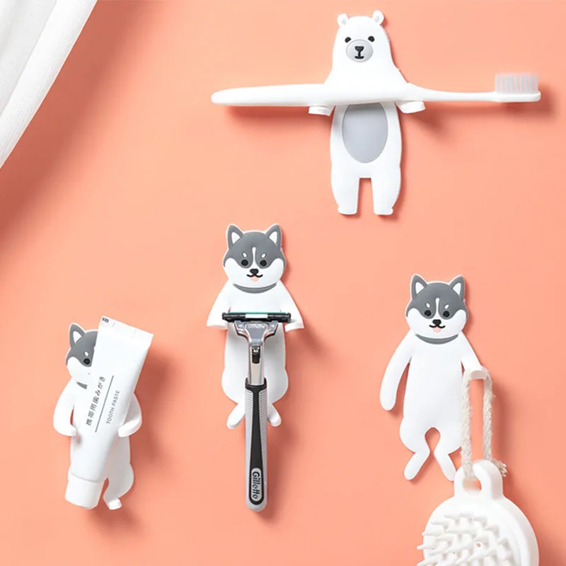 

Складной клейкий крючок в виде мультяшного животного, милое украшение для комнаты, держатель для ключей из ПВХ, держатель для зубных щеток, ...