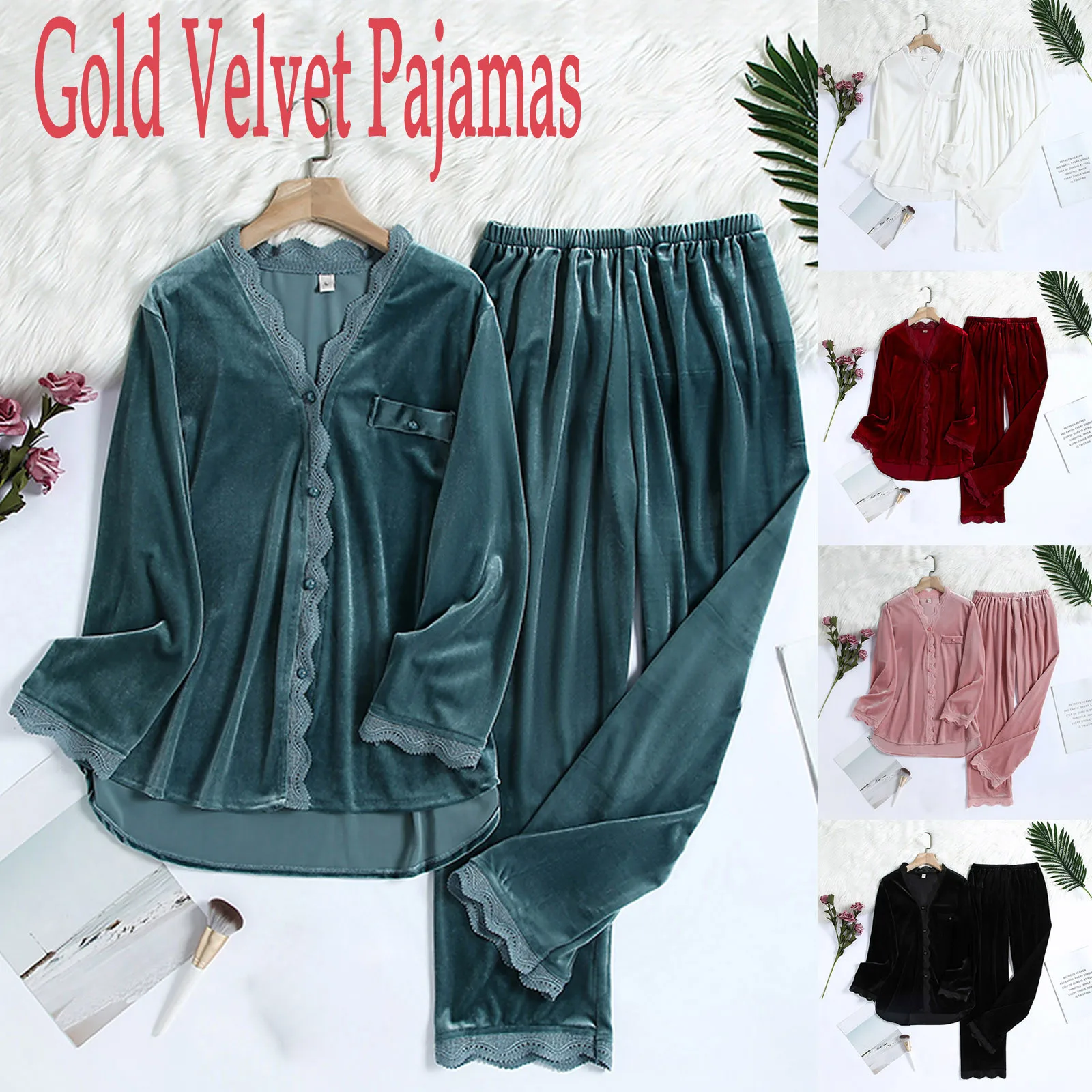 Атласная пижама женские зимние теплые наряды Золотая Бархатная ночная рубашка