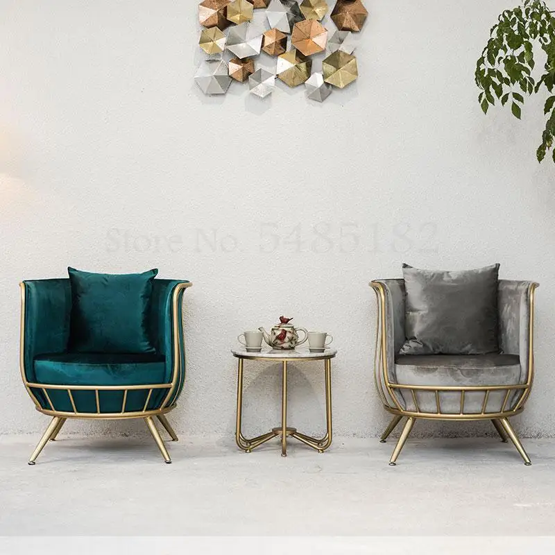 Скандинавская ткань одиночный диван стул железный светильник роскошный простой