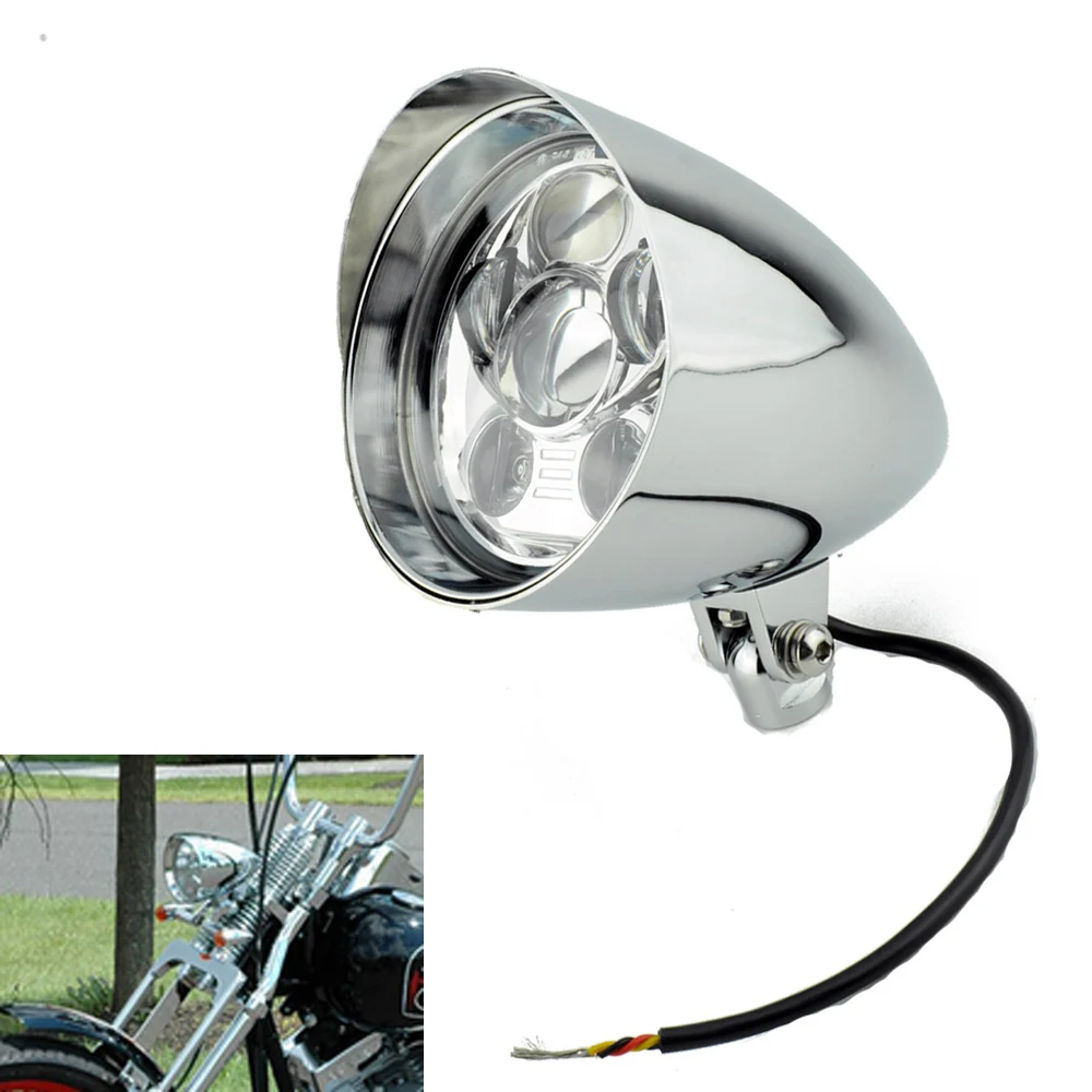 Хром светодиодный пуля Tri бар " головной светильник кожаный чехол с Kawasaki Vulcan классический VN400 VN500 VN800 VN900 VN1200 VN1500 VN1600 VN2000