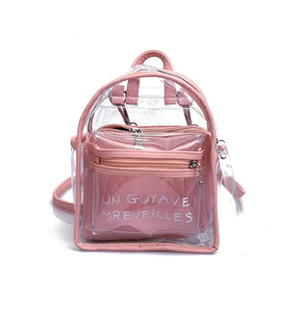Women Transparent Jelly Small Backpacks Girls Mini Clear Backpack Fashion Letter Back Pack Teenage Girls Fashion Bookbag - Цвет: Розовый