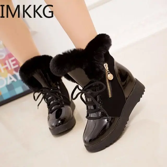 High Quality Women Boots Lace Up Martin Ankle Fur Winter Warm Shoes European Size | Обувь