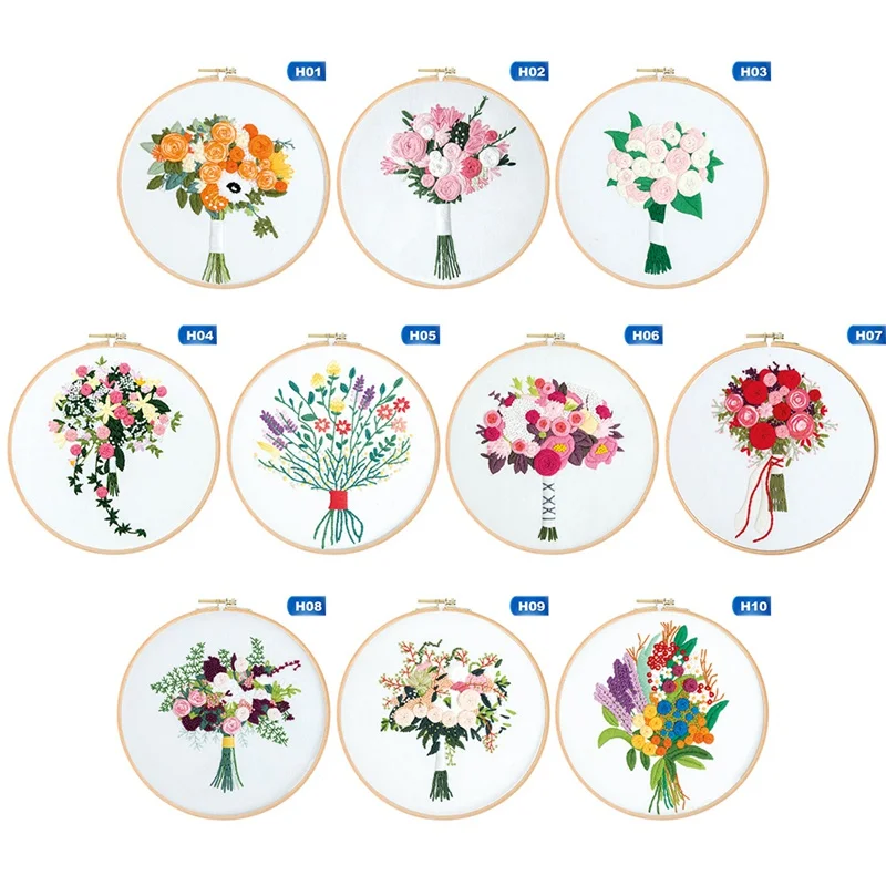 

Hanging Painting Home Decor Flower Bouquet DIY For Beginner Handcraft Embroidery Needlework Cross Stitch with Hoop Material