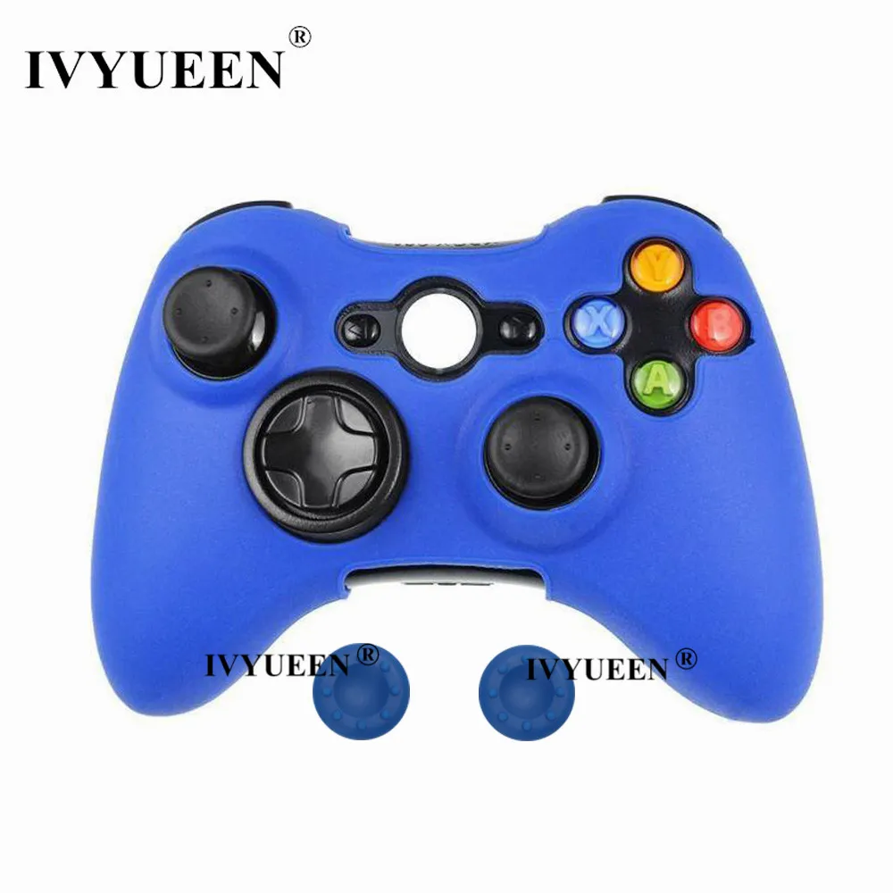 IVYUEEN 20 цветов мягкий силиконовый защитный чехол для microsoft Xbox 360 проводной/беспроводной контроллер аналоговые палочки крышки - Цвет: Blue