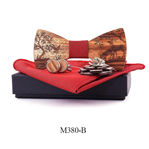 Linbaiway мужской костюм деревянная бабочка платок Броши Запонки Набор деревянные