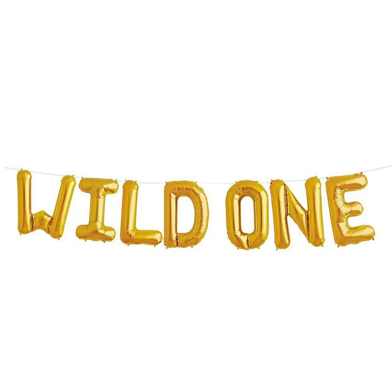 wild one Джунгли вечерние для вечеринки в стиле сафари Декор воздушные шары из фольги в виде животного зоопарка животных диких один день рождения декорации детей зеленые шары - Цвет: wild one