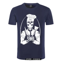 skull cook chef cooking novelty design mens t shirt pure cotton printed fitnees fashion tops tees casual camisas hombre