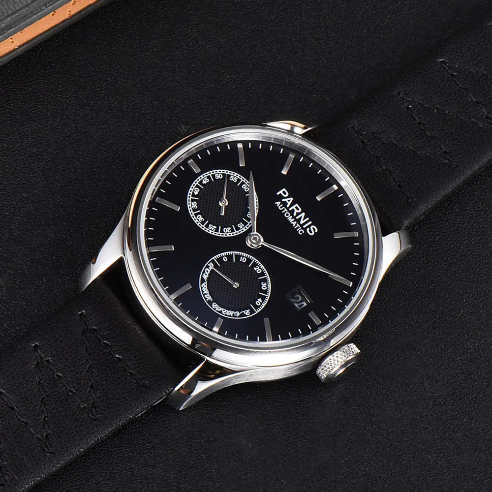 Часы мужские механические с автоподзаводом черным циферблатом 43 мм | Наручные