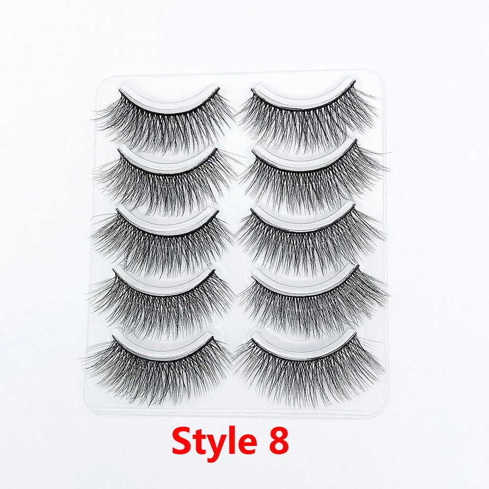 Style 8 5 пар 3D Искусственные норковые накладные ресницы Wispies длинные крестовые ресницы ручной работы инструменты для макияжа глаз - Цвет: Style 8