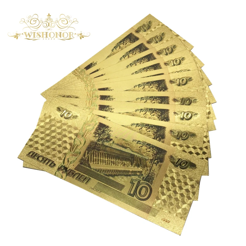 10 шт./партия копия российских банкнот покрытых 24-каратным золотом | Дом и сад