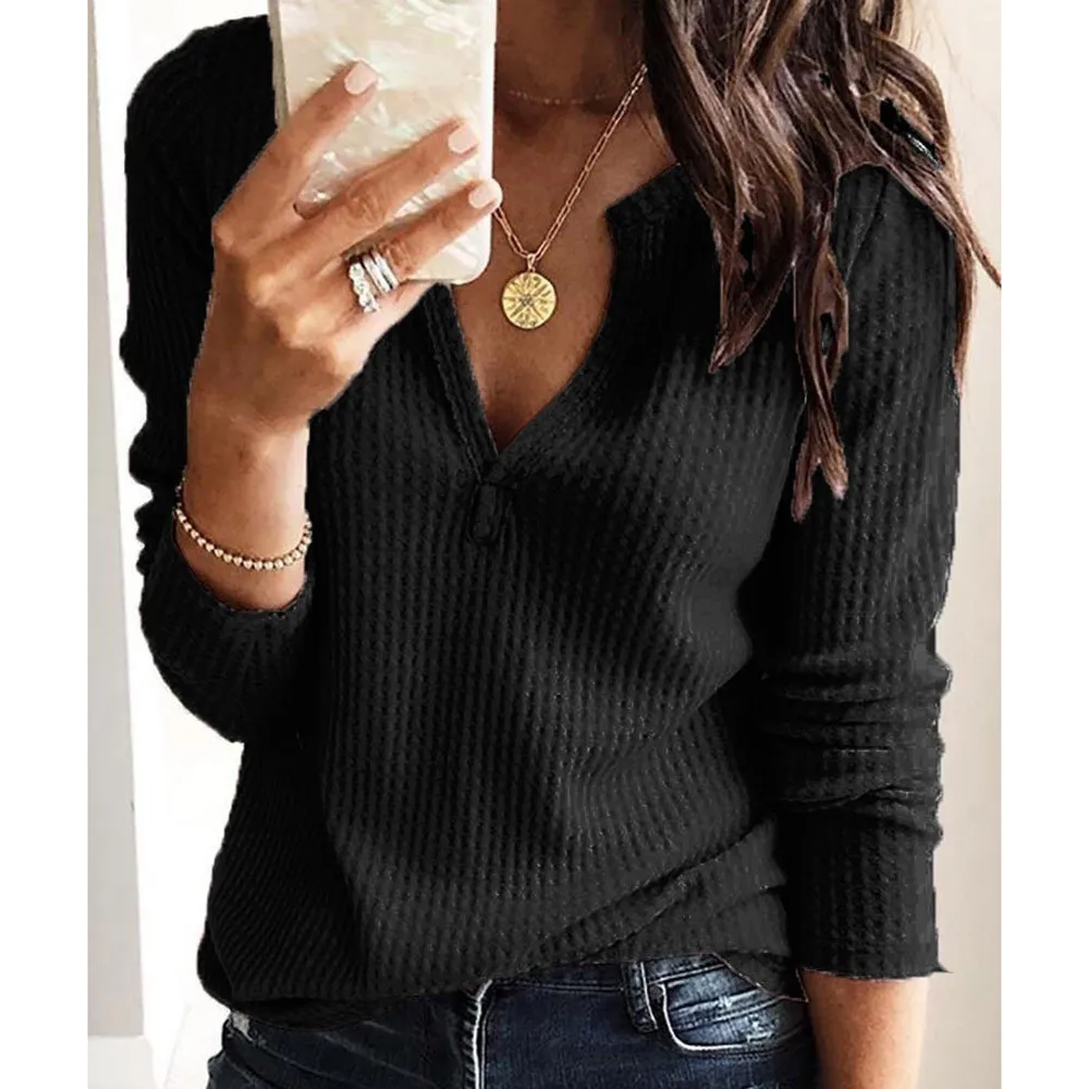 Женская длинная рубашка с v образным вырезом зимняя Свободная блузка длинным