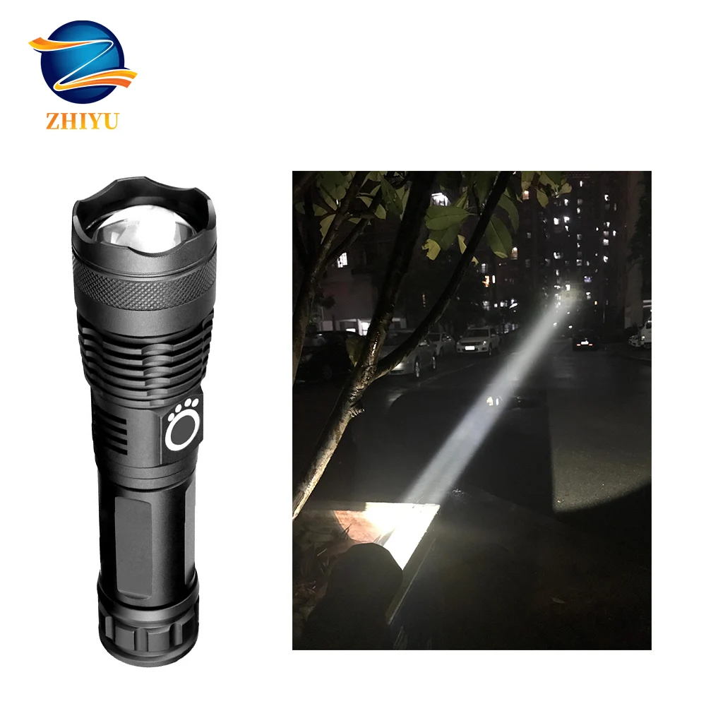

Перезаряжаемый светодиодный фонарик ZHIYU с мощсветильник, регулируемый фонарик с аккумулятором 18650 или 26650, 5 режимов, уличный фонарь для кемп...