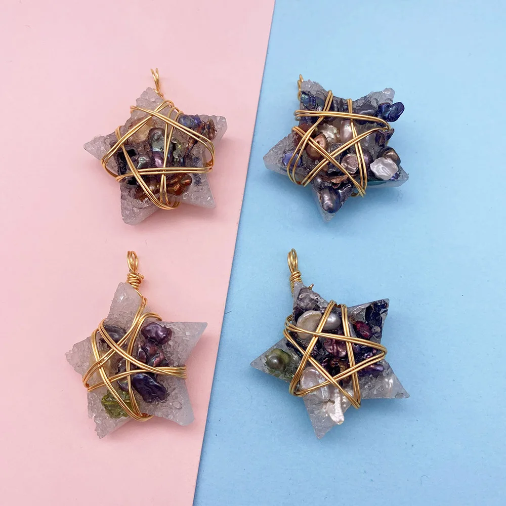 

1pcs Fashion Vintage Design Handmade Natural Freshwater Baroque Pearl Pendant Crystal Inlay Pendants DIY Necklace Jewelry Making