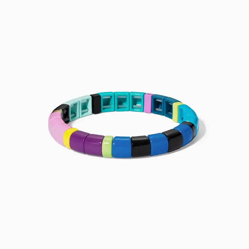 RO-B190009E Shinus Pulseras Mujer Moda Радужный Браслет для женщин, эмалированные плитки, браслеты, красочные, Boho, летние, пляжные, модные ювелирные изделия, подарок - Окраска металла: RO-B190009E