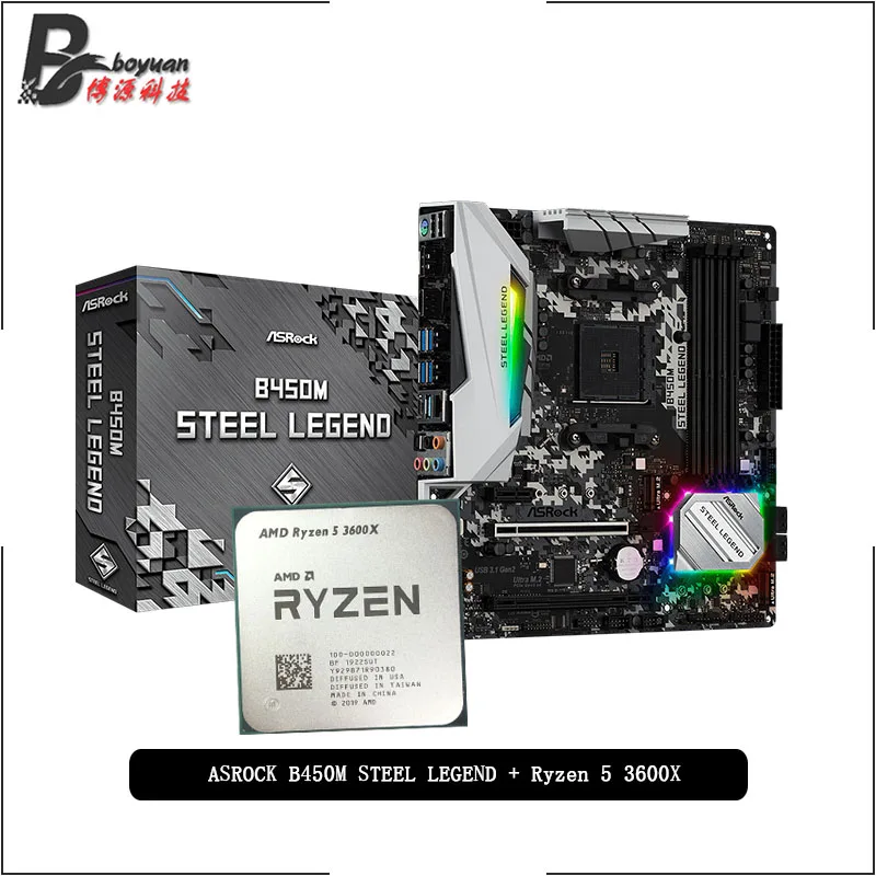 AMD Ryzen 5 3600X R5 CPU + ASROCK B450M STEEL LEGEND материнская плата Suit Socket AM4 все новые но без кулера |