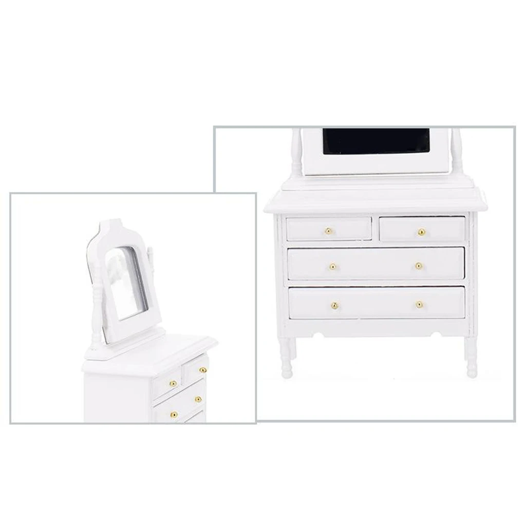 

Dollhouse Miniature Furniture 1/12 Scale White Handmade Dressing table