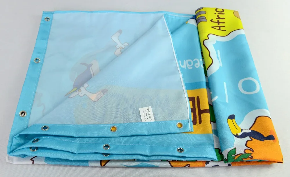 Водонепроницаемая занавеска для душа QIYI с мультяшным принтом карты мира