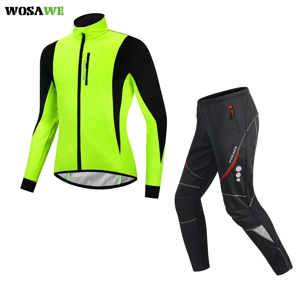 

WOSAWE Pro Team Winter Long Sleeve Cycling Jersey Set Bib Pants Ropa Ciclismo Bicycle Clothing MTB Jersey Uniform Men Clothes