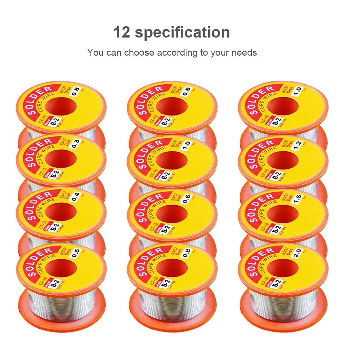 

0.3 / 0.4 / 0.5 / 0.6 / 0.8 / 1/1.2/1.5/2 mm Flux 2.0% 45FT Tin Melting Wire Rosin Core Soldering Solder Wire Roll 50 / 100g