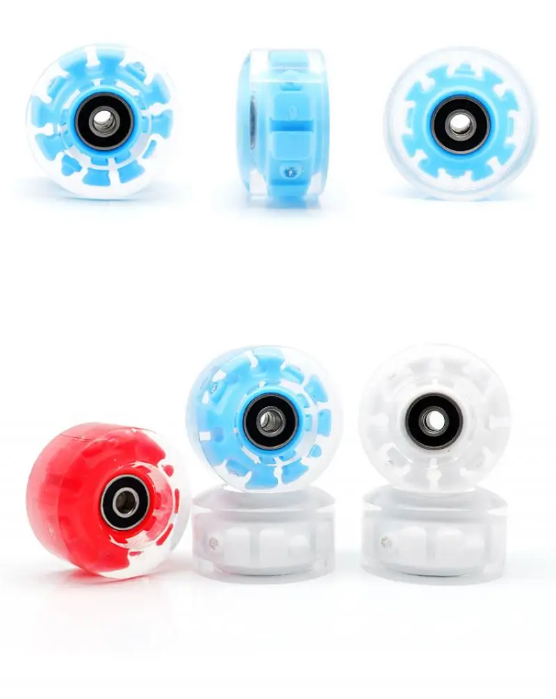 

Pu Rubber Light Flash Skate Wheels Sliding Skating Luminous Light Up Quad Roller Skate Wheels With BankRoll Bearings Installed