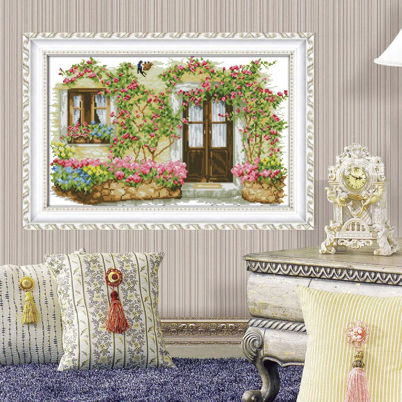 Красивый холст с изображением кабины розы DMC китайские наборы для вышивки